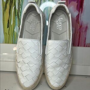 Franco Sarto White Woven Slip-On Shoes